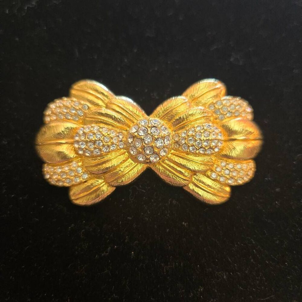 Swarovski Susan Caplan Gold Crystal Bow Pin Brooch